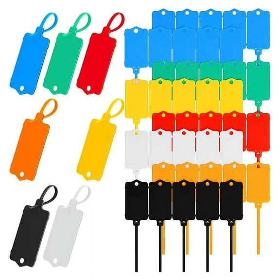 200PCS Plastic Shipping Tags,1.46x2.48Inch, Hanging Tags with Sealing Strap,Shipping Cable Tie Tags Label