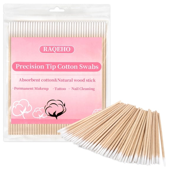 200PCS Pointed Cotton Swabs - 4in Disposable Precision Tip Cotton Buds Thin Micro Swab Cotton Sticks Applicators for Eyelash Extensions, Makeup, Tattoo Permanent, Cleaning,Microblading Supplies