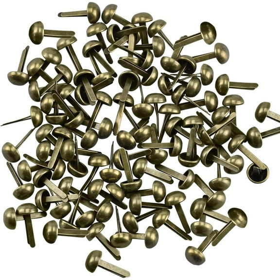 200PCS Round Paper Fasteners 8 x 15 mm Round Metal Brads Bronze Plated Scrapbooking Brads for Art Crafting School Project Decorative DIY Supplies (Bronze)
