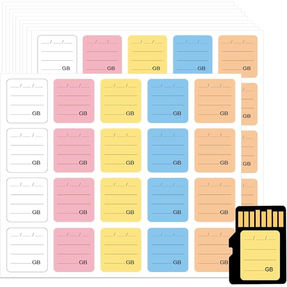 200PCS SD Card Labels, Stick-On Camera Memory Card Labels for Photographers,Multi-Color Stickers for SD Cards Classcification and Storage, Self-adhesive, Writable(0.98"x0.78")