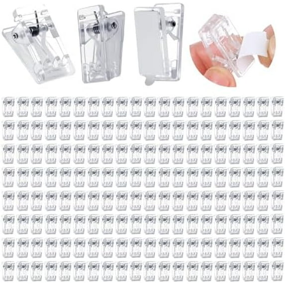 200PCS Self Adhesive Clips, Plastic Wall Hanging Clamp Sticky for ...