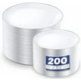 thumbnail image 1 of 200PCS Silver Plastic Plates - White Plastic Plates with Silver Rim Include 100 Dinner Plate and 100 for Dessert/Salad Plate for Birthday/Wedding/Party for Christmas, 1 of 9