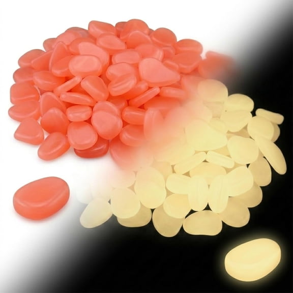200PCS Solar Glow in the Dark Pebbles Outdoor Night Guide Pebble Colorful Magical Glowing Rocks for Garden Landscaping Waterproof Pet Rock Cobbles Glo Fish Tank Accessories Decorations