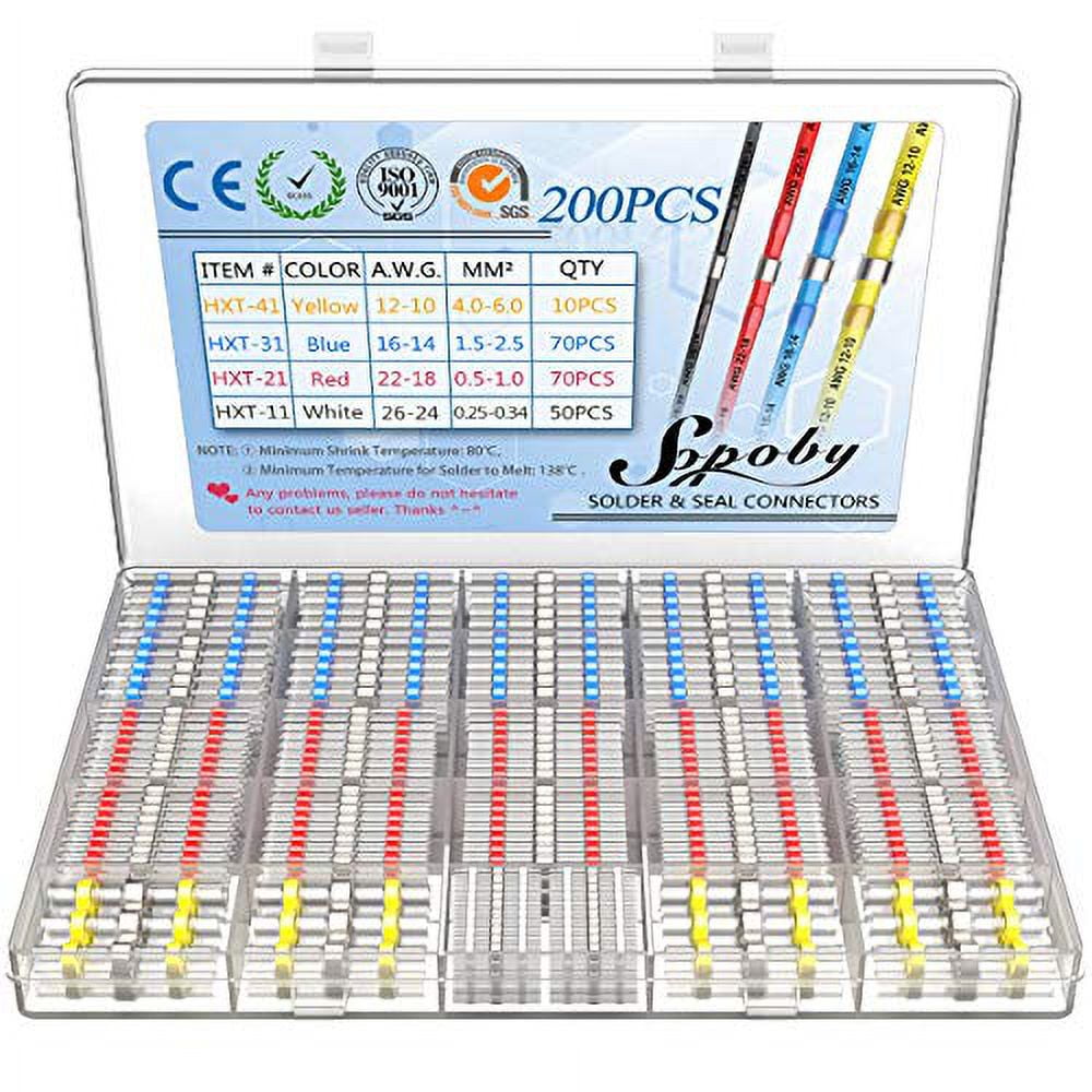 DollaTek 250 Stks Elektrische Draad Connectoren Geïsoleerde Soldeer Mouw Buis Krimpkous Sorder Terminal Waterdichte Butt Connectors