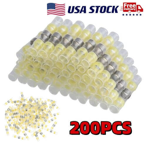 200PCS Solderstick Waterproof Terminals Seal Solder Wire Connectors Kit Yellow