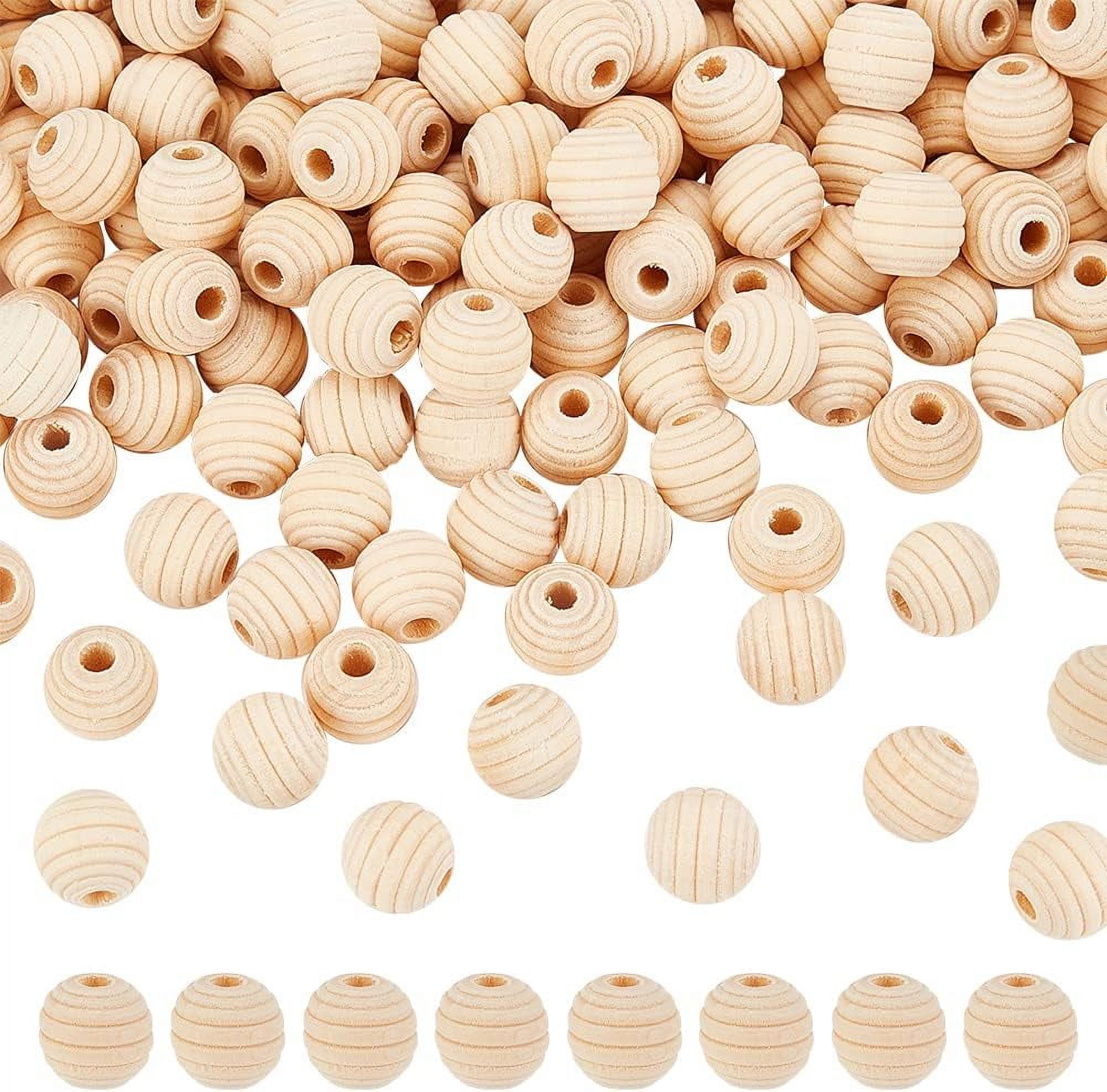 200PCS Threaded Wooden Beads 12mm Beehive Beads Undyed Round Wood ...