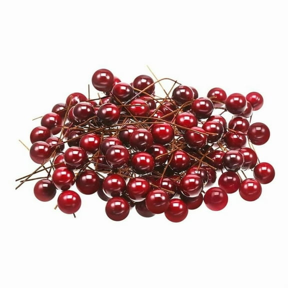 200PCSs Red Artificial Holly Berries Mini 10 mm Christmas Fake Berries with Wire Stems Artificial Berry Fake Berry Stems Picks for Christmas Tree Decorations Wreath Craft Wedding Party Decor