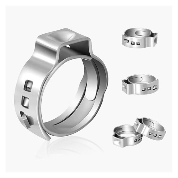 200PCs 1 Inch PEX Cinch Clamp Rings, 304 Stainless Steel Pex Crimp Rings for PEX Tubing, Single Ear Hose Clamps, Pipe Fitting Connections