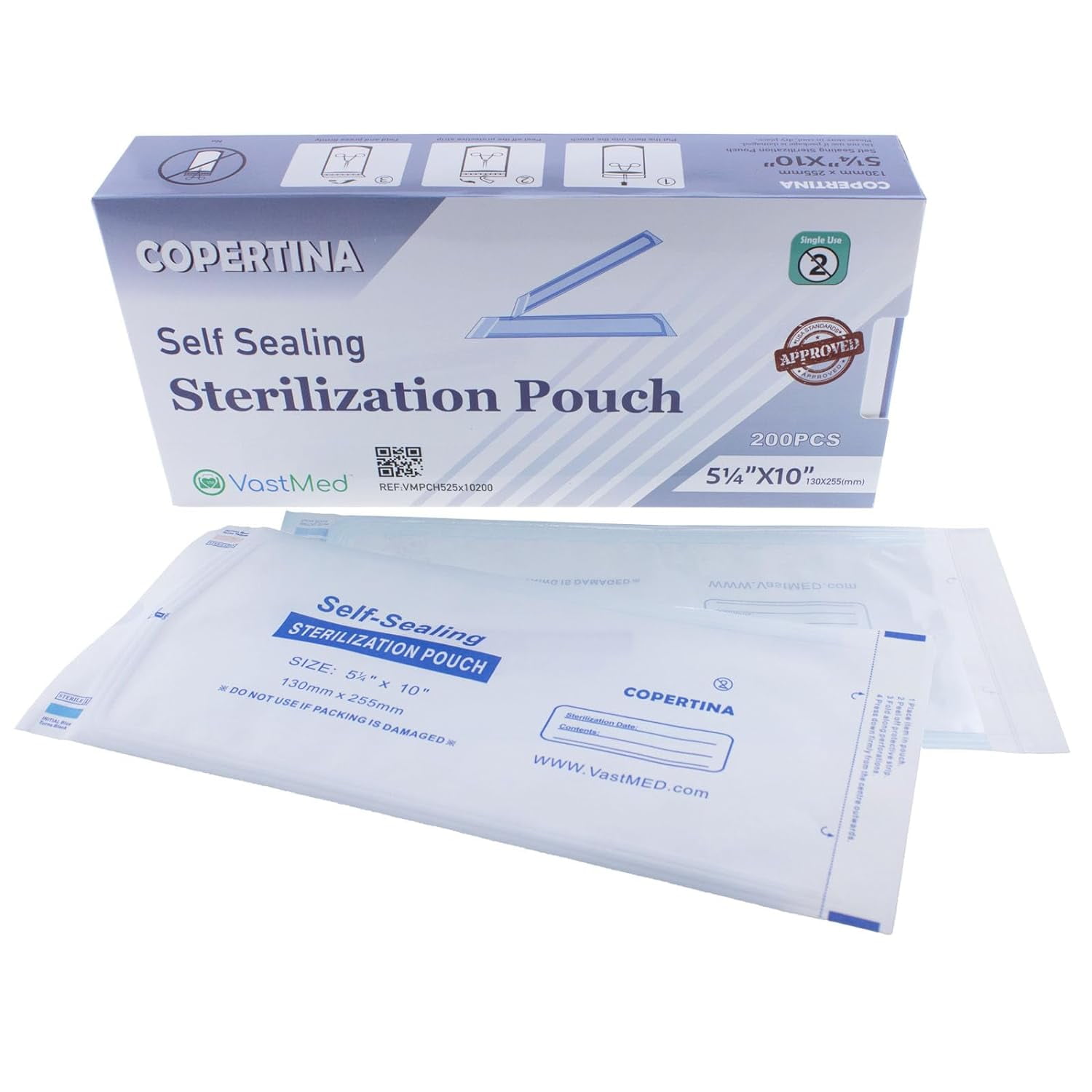 200PCs COPERTINA Self Seal Sterilization Pouches with Dual Indicators