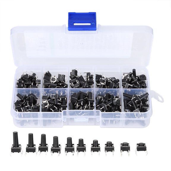200PCs Tact Switch Kit Industrial Accessory Hardware Parts 10W Flick Interrupter Assortment Kits[2009cs]