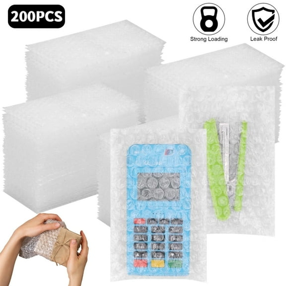 200-Pack 4x6 Bubble Bags, Double Walled Extra Thick Bubble Wrap Pouches, Reusable Shipping Protection for Jewelry, Makeup, Electronics