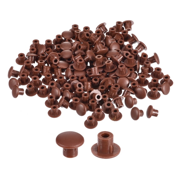200Pack 5mm(3/16") Dia Plastic Screw Hole Plugs Cover for Furniture, Red Brown