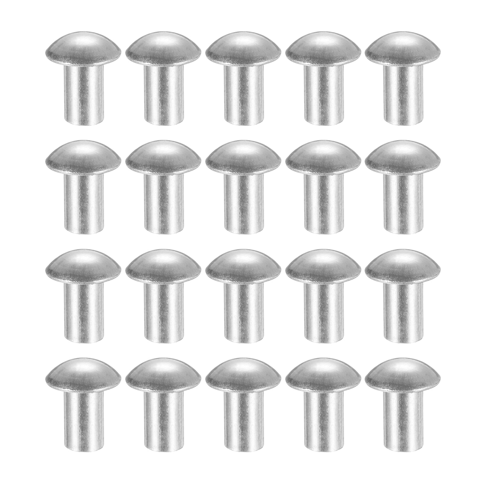 200Pack Brazier Head Rivets, M6 x 10mm Aluminum Solid Rivets, Silver Tone
