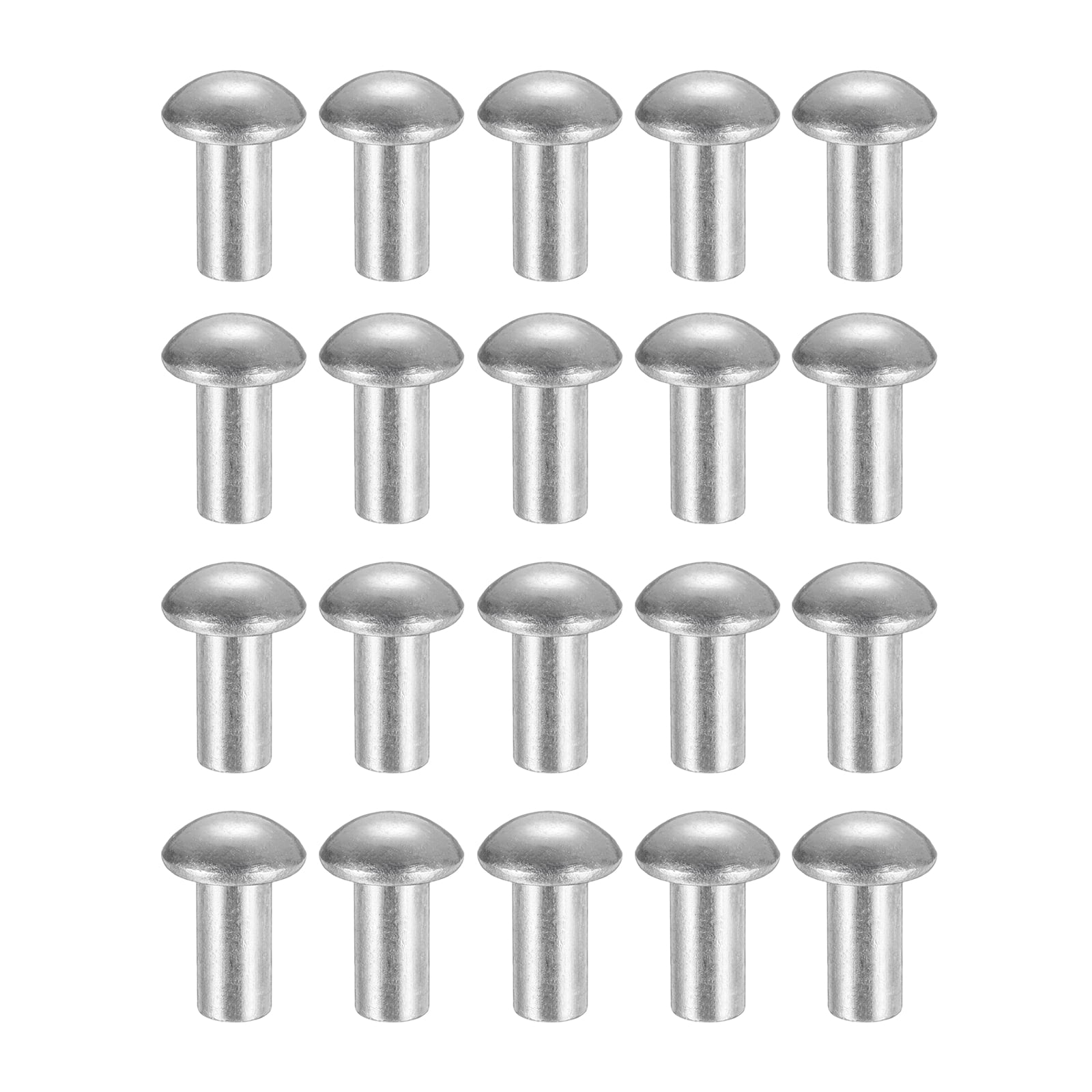 200Pack Brazier Head Rivets, M6 x 12mm Aluminum Solid Rivets, Silver Tone