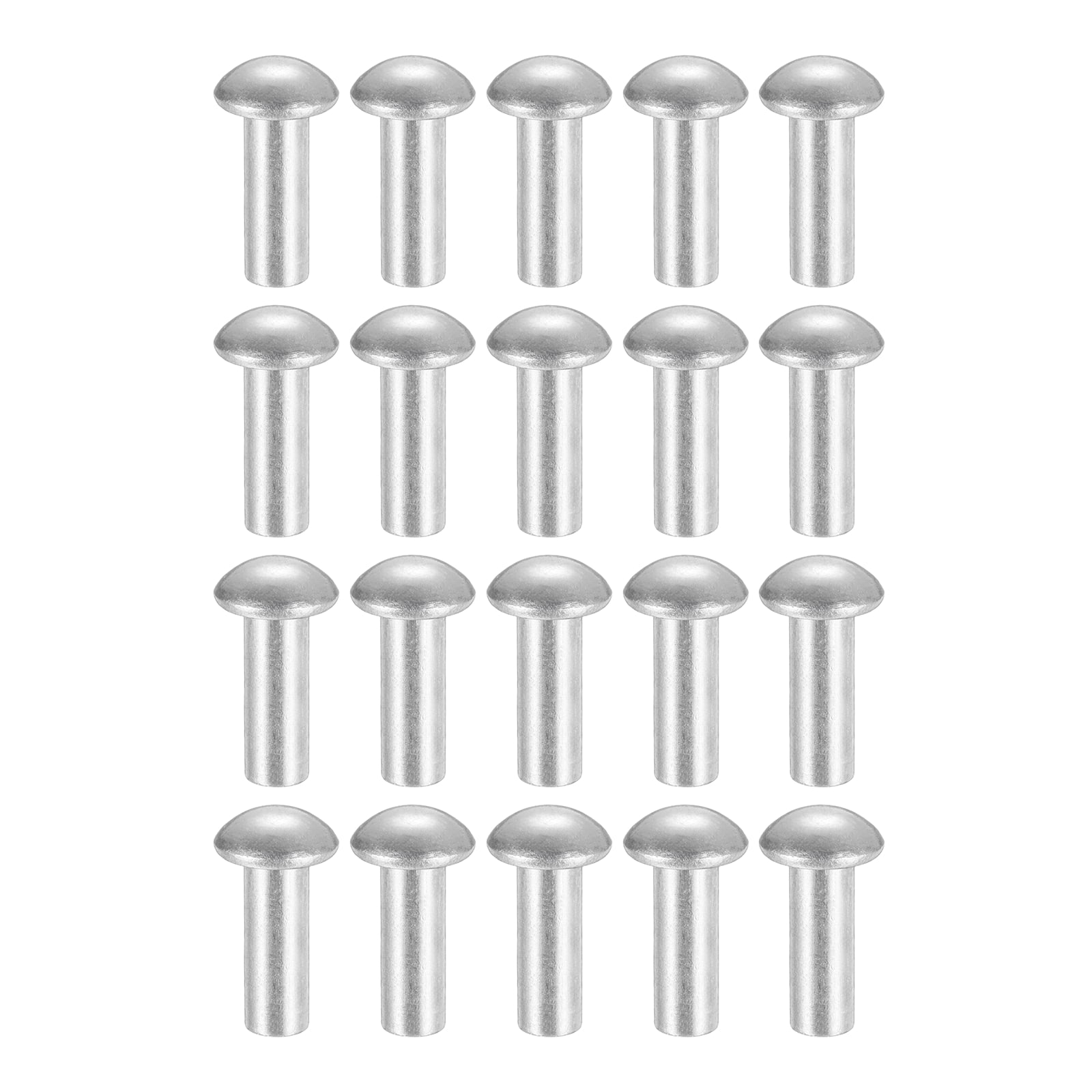200Pack Brazier Head Rivets, M6 x 16mm Aluminum Solid Rivets, Silver Tone