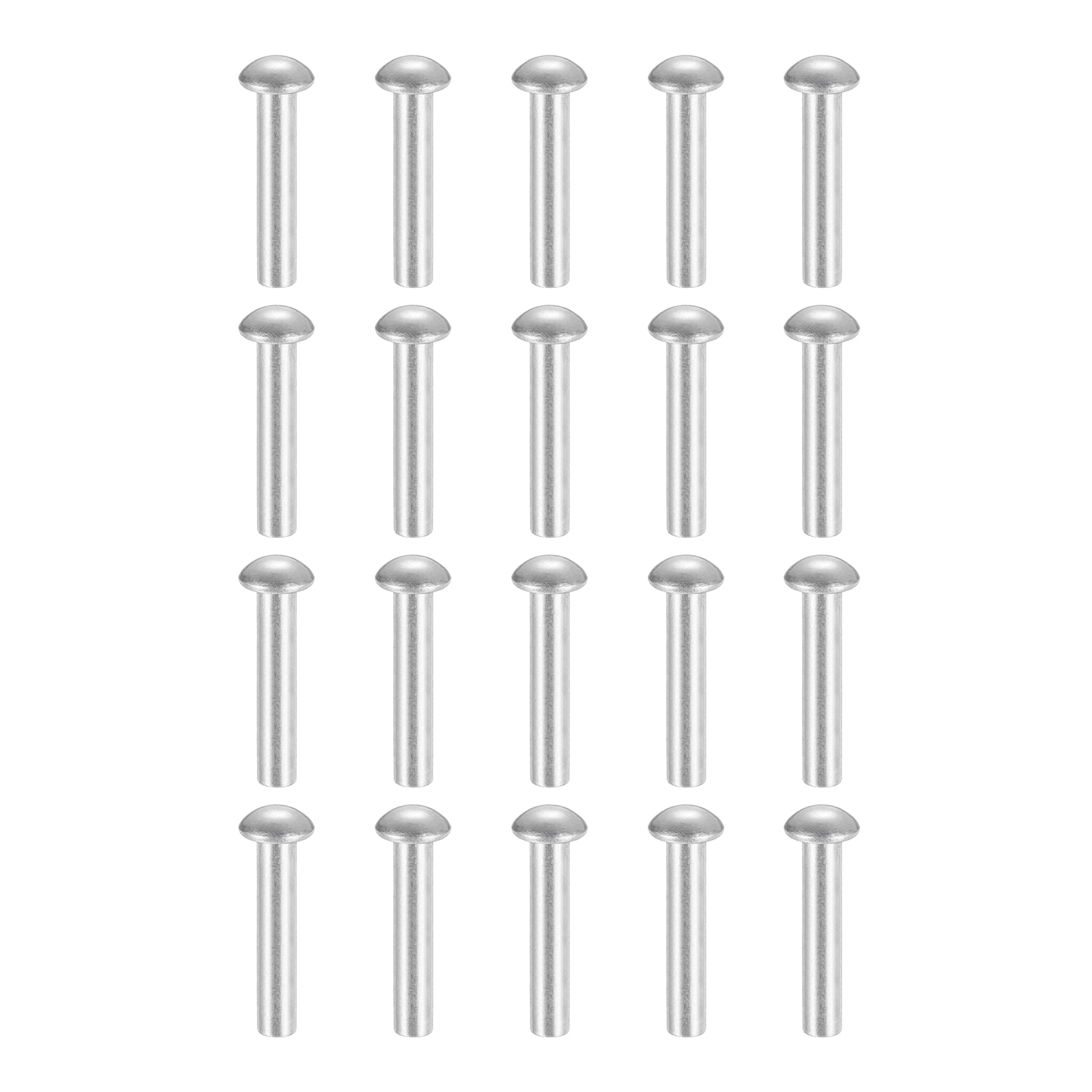 200Pack Brazier Head Rivets, M6 x 25mm Aluminum Solid Rivets, Silver Tone