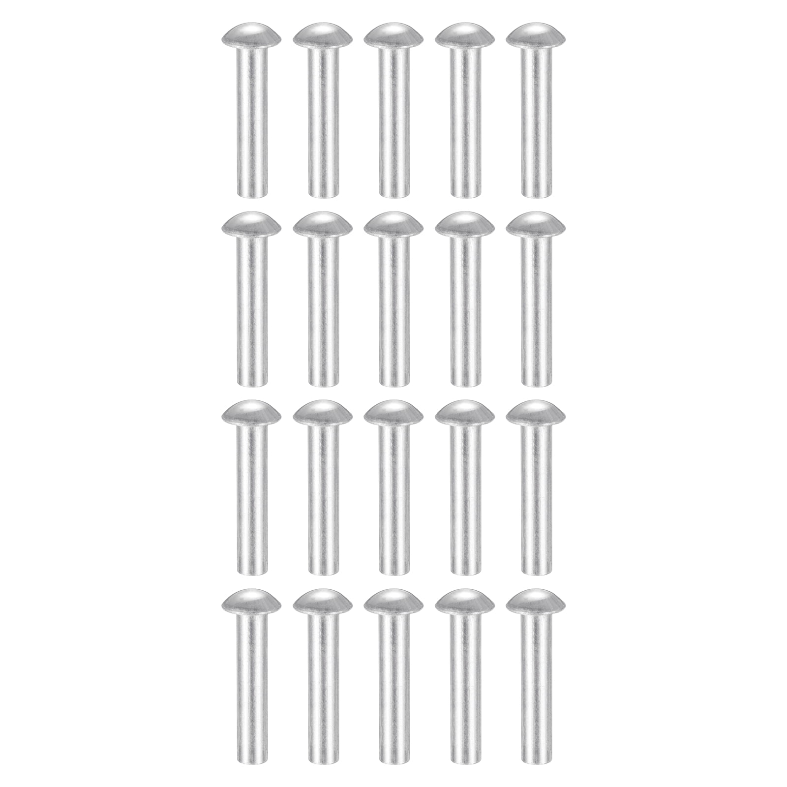 200Pack Brazier Head Rivets, M6 x 30mm Aluminum Solid Rivets, Silver Tone