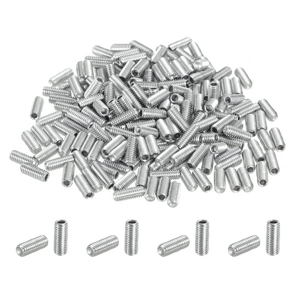 200Pack Hex Socket Grub Screw, M4x10mm 304 Stainless Steel Head Socket Set Screws Flat Point Grub Bolt
