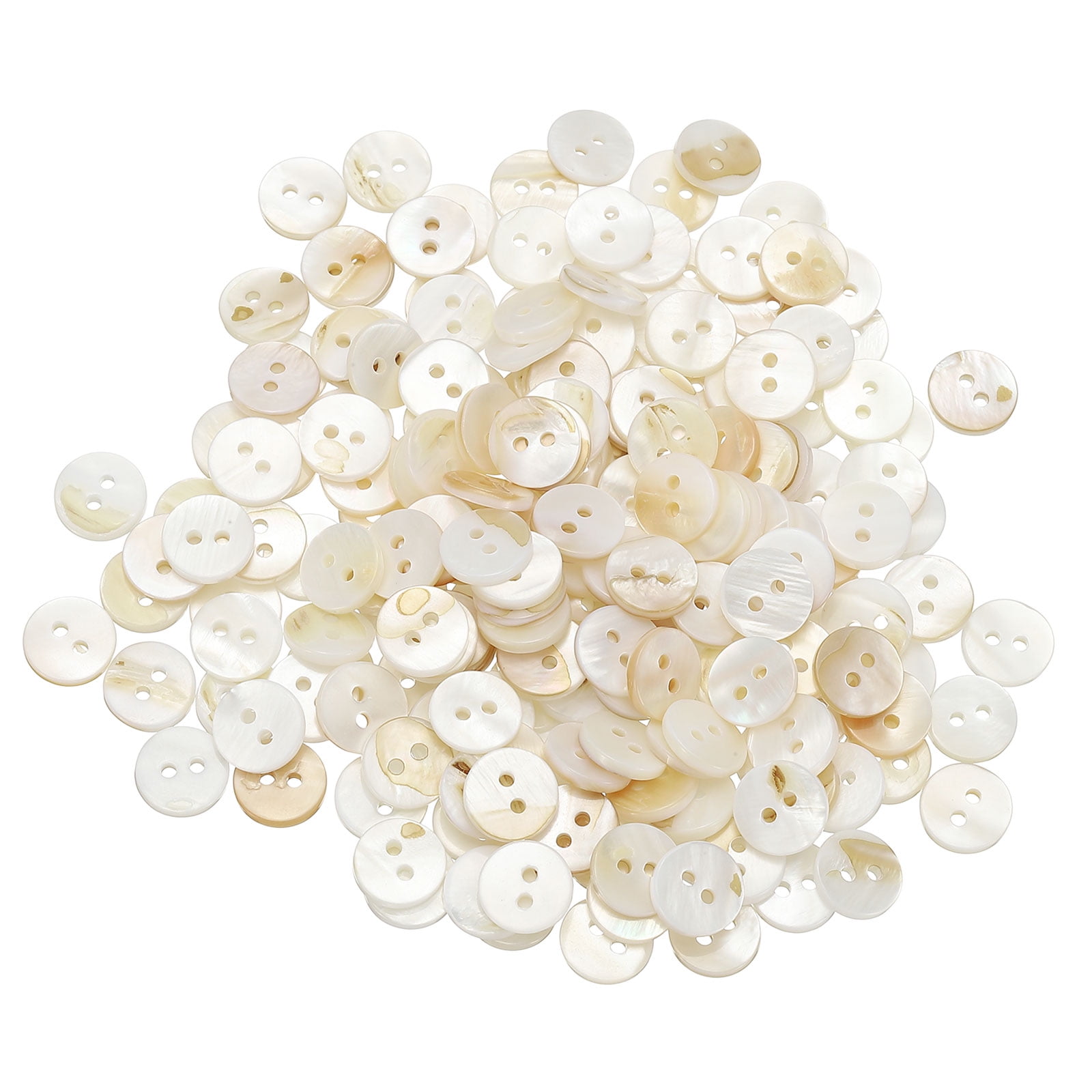 200Pack Natural Shell Button, 2 Hole 10mm Mother of Pearl Buttons ...