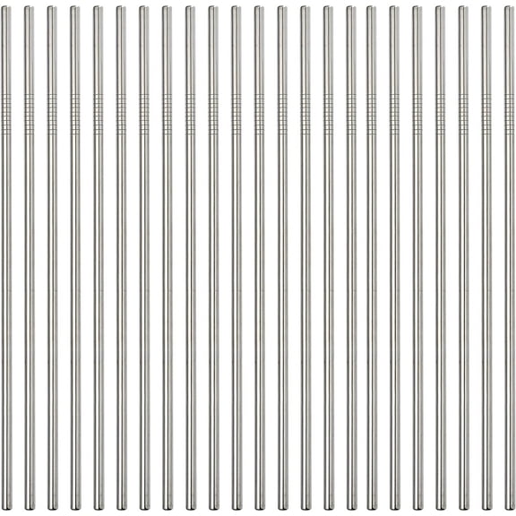 200Pack Reusable Metal Straight Straw In Bulk,Ultra Long 10.5" Reusable Stainless Steel Straight Straws for 30 oz & 20 oz Tumblers Yeti Water Bottle.Dishwasher Safe(10.5" - Silver, 200pcs - Straight)