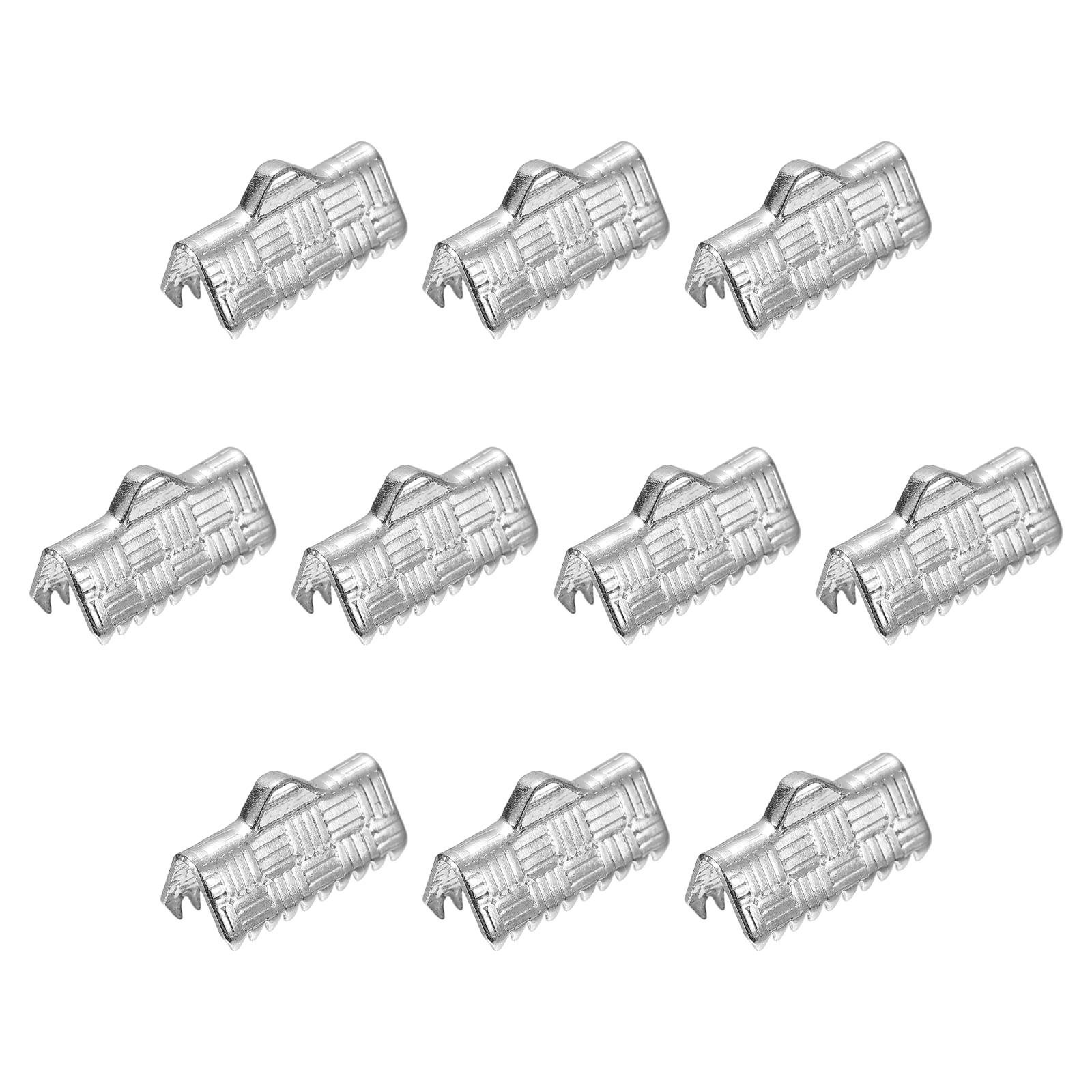 200Pack Ribbon End Crimp Clamps, 13mm Stripe Texture Pinch Cord End ...