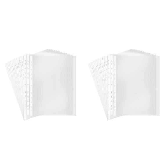 200Pages A4 Punched Pocket, Clear 11-Hole Sheet Protector Binder Pocket Paper File Letter Sheet Binder Sleeves 8 Silk