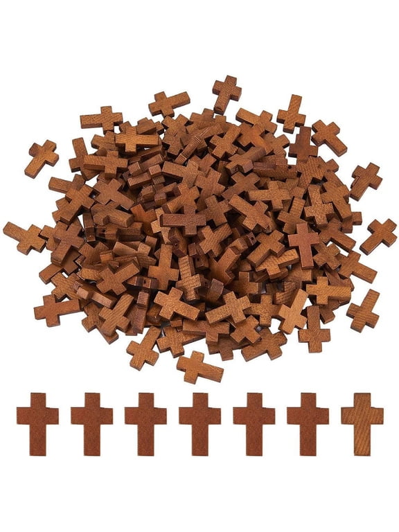 200Pcs 0.85x0.55Inch Wood Cross Charm Pendants Mini Natural Wooden Small Cross Charms Bulk for Party Favors Easter Rosary Necklace Jewelry Making Charms Hanging Ornament Craft Accessories