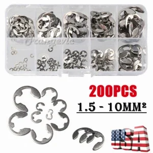 200Pcs 1.5 - 10Mm E Clips Retaining Ring Assorted C Circlip Stainless Steel Kit