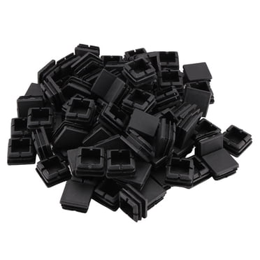 25-Pack 1-1/4'' Black Square Tubing Plugs & Glides – HDPE Push-In End Caps