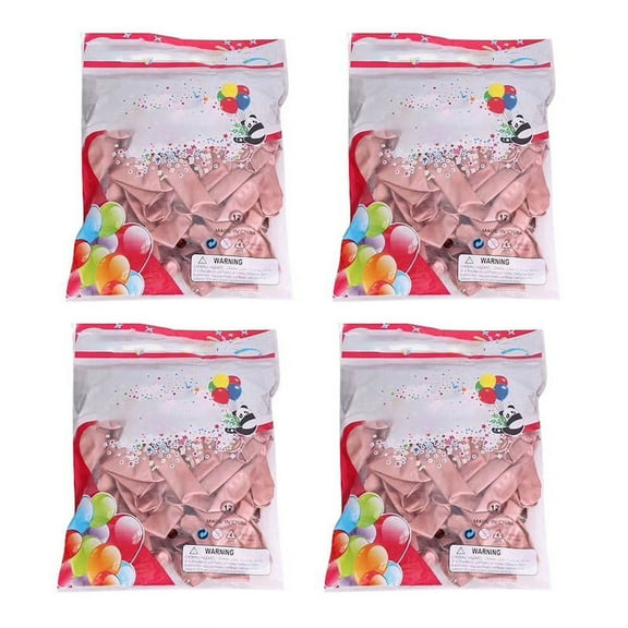 200Pcs 10 Inch Metallic Latex Balloons Thick Chrome Glossy Metal Pearl Balloon Globos for Party Decor - Rose Gold