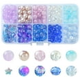 thumbnail image 1 of 200Pcs 10 Styles Crackle Frosted Glass 8mm Round Beads Tiny Star Beads for Necklace Bracelet Making, 1 of 6