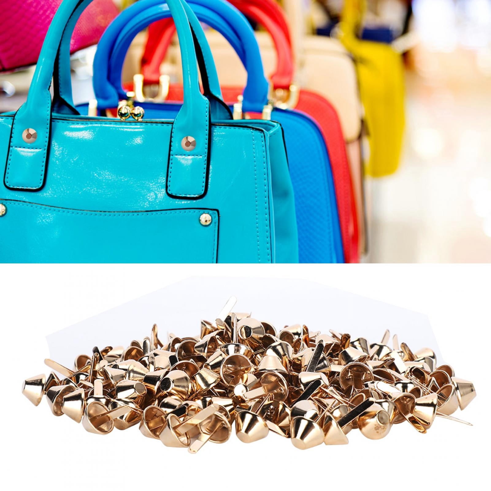 200Pcs 12mm Light Gold Purse Bag Feet Rivets Bucket Shape Foot Rivet ...