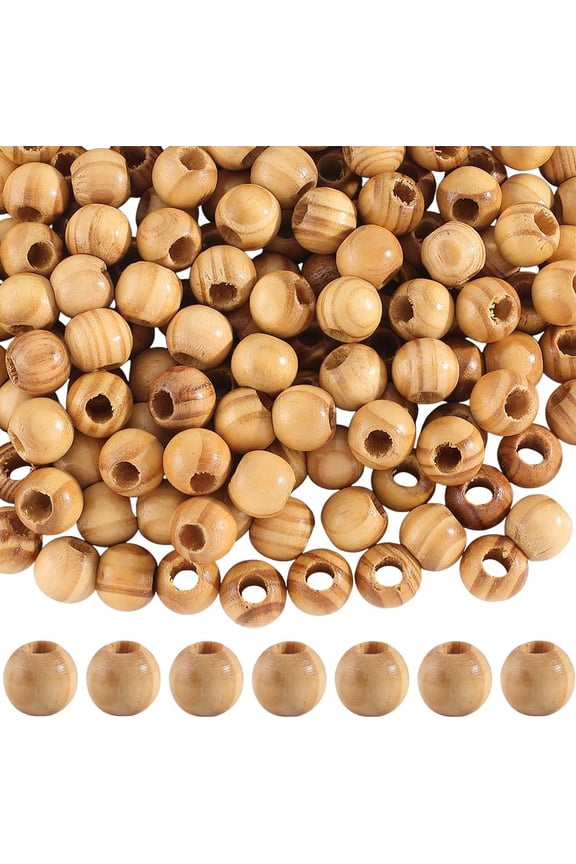 200Pcs 12mm Wooden Beads Large Hole Wood Beads Natural Small Round Ball Sandy Brown Smooth Loose Spacers Findings Accessories for Jewelry Making Bracelets Necklaces DIY Crafts Decoration