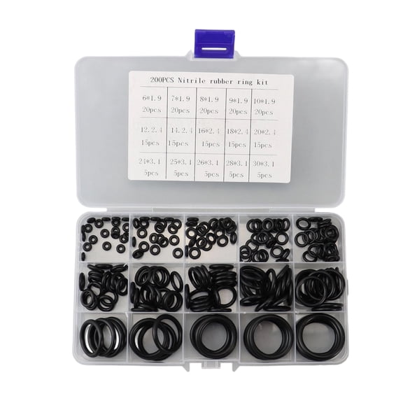 200Pcs 15 Sizes Universals Rubber O-Rings Assortment Kits Sealing Washer Plumbing Gasket Resist Oil and Heat O Rings