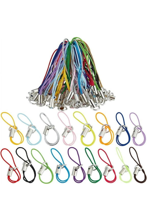 200Pcs 17 Colors Hand Wrist Strap Lanyard Detachable Cell Phone Split Ring Strap Mobile Lariat Lanyards Colorful Phone Charm Loop Cords String for Hanging Charms USB Keychain Trinkets DIY Mixed Color