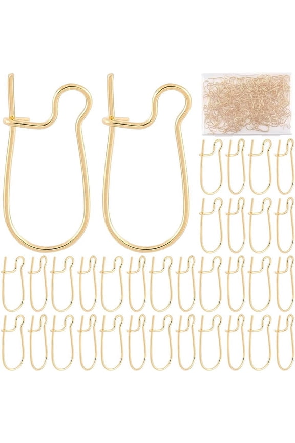 200Pcs 18K Gold Plated Brass Ear Wire Earrings Hook Hoop Dangle Earring Findings Earwire Connector