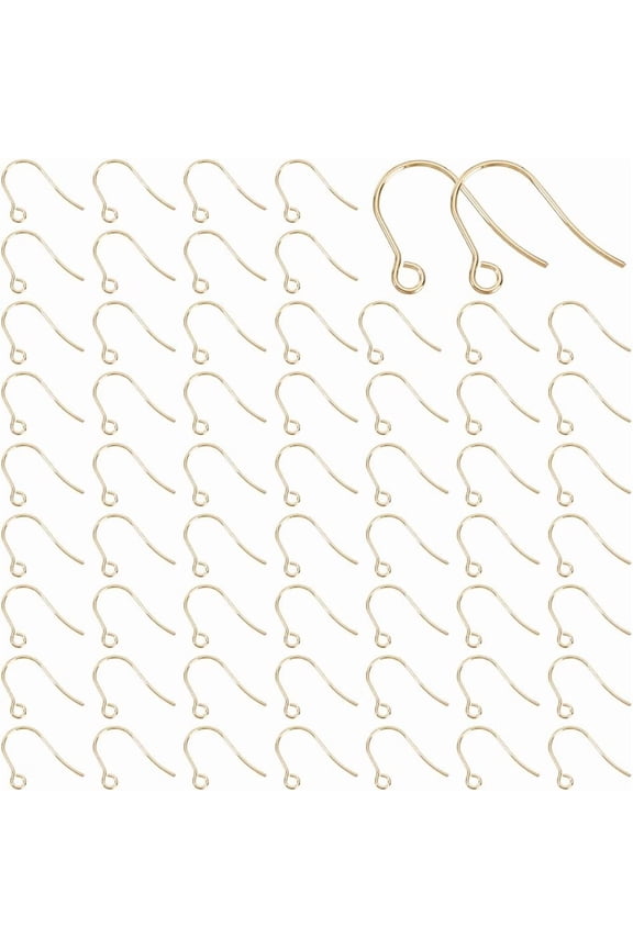 200Pcs 18K Gold Plated Earring Hooks Stainless Steel Ear Wire with Loops Gold Earring Hooks Earwire Hook Fish Hooks for DIY