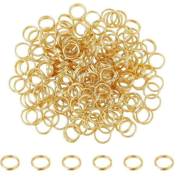 200Pcs 18K Real Gold Plated Double Loops Jump Rings 6mm Metal O Ring Golden Connector Ring Split Rings