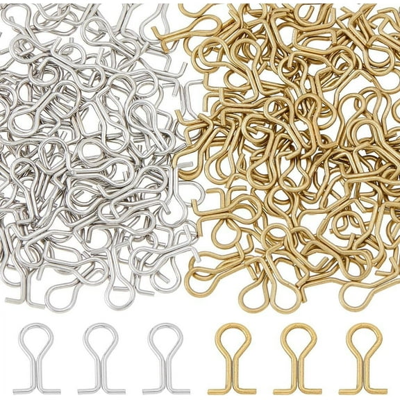 200Pcs 2 Colors Fishing Sinker Eyes Eyelet Brass Sinker Eyes Eyelets DIY Fishing Lures Eyelet Silver Golden Loop Fishing Sinker for Weight Molds Tackle Accessories