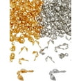 thumbnail image 1 of 200Pcs 2 Colors Iron Bead Tips Calotte Ends Clamshell Knot Cover Clamshell Fold-Over Tips Endcaps for DIY Jewelry Making 8x4mm Hole: 1.5mm, 1 of 3