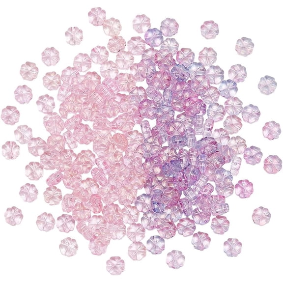 200Pcs 2 Colors Transparent Glass Beads Clover Mixed Color 7.5x4.5mm Hole: 0.9mm 100pcs/color Craft