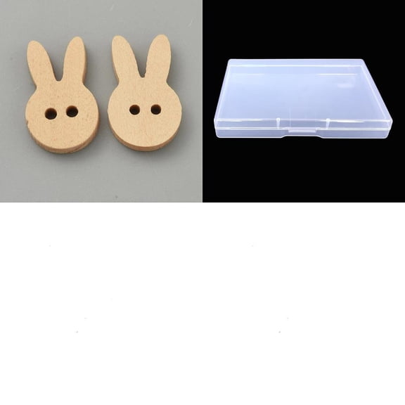200Pcs 2-Hole Wooden Buttons Rabbit White 19x12x3mm Hole: 1.6mm