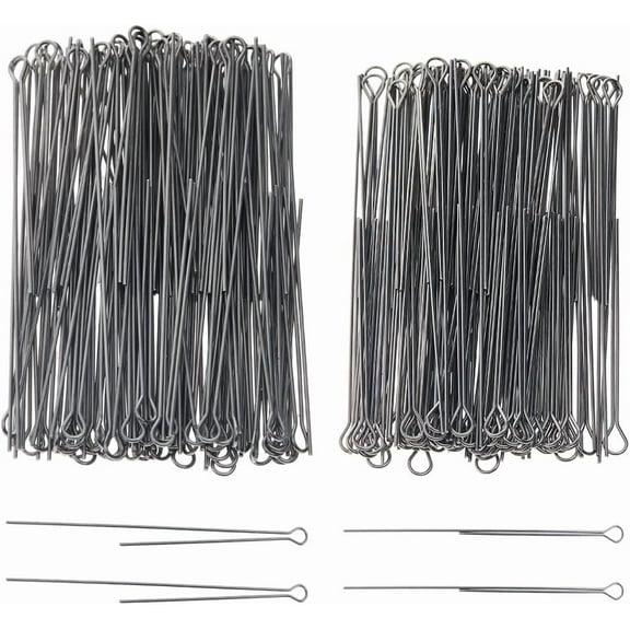 200Pcs 2 Styles Fishing Spinner Shaft 70x0.7~0.8mm Wire Spinner Bait 304 Stainless Steel Fishing Looped Spinner Parts Component Looped Wire Shafts for Fishing Lure Making Supplie Silver