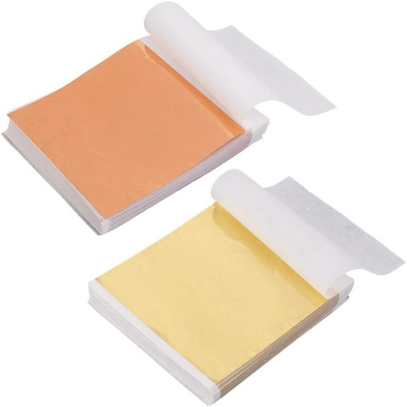 200Pcs 2 Styles Gold Foil Paper for Imitation Gold Foil Gilding Flakes Making for Nail Art Resin Craft Jewelry Making Painting Rectangle Mixed Color 78~93x82~85mm 100pcs/style