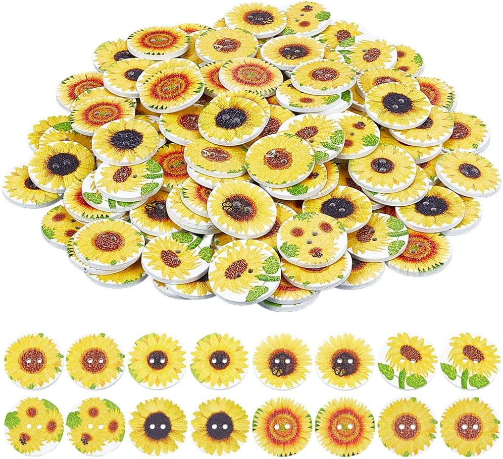 Craftisum Cute Yellow Flower Sewing Buttons - 20 Pcs, 25mm (1 Inch), Shank Back - View #10