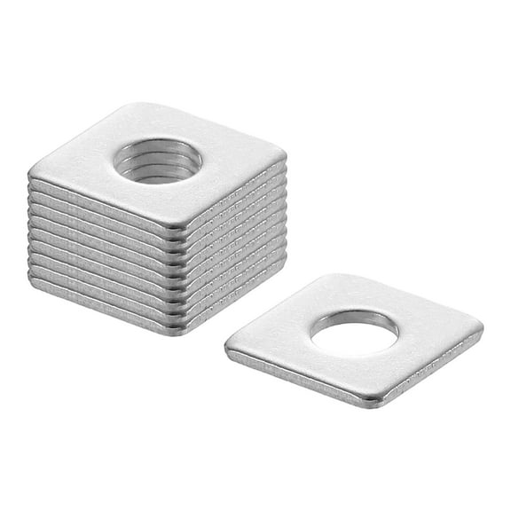 200Pcs 3/8" Square Plate Washer for 5/32" Bolt, 201 Stainless Steel Flat Bearing Plate (0.04" Thick)