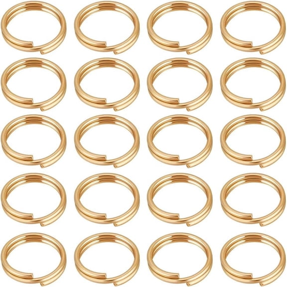 200Pcs 304 Stainless Steel Split Rings Double Loop Jump Rings Flat Round Real 18K Gold Plated 6x1mm Inner Diameter: 4.5mm for DIY