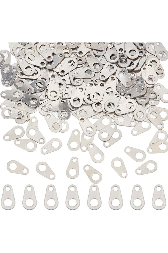 200Pcs 316 Surgical Stainless Steel Chain Tabs 9x5mm Chain Extender Connectors Oval Stainless Steel Color