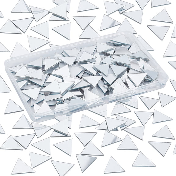 200Pcs 3D Mirror Triangle Acrylic Mosaic Wall Sticker for Home Decoration or DIY Crafts Silver 25x25x0.8mm