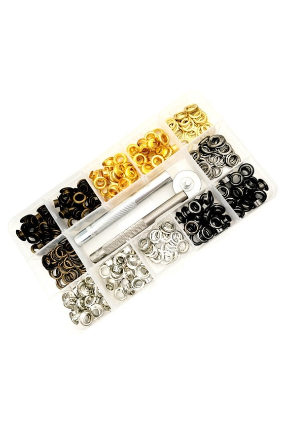 200Pcs 4 Color Eyelet Grommets Tarpaulin Eyelet with Grommet Setting Tool for Leather Craft